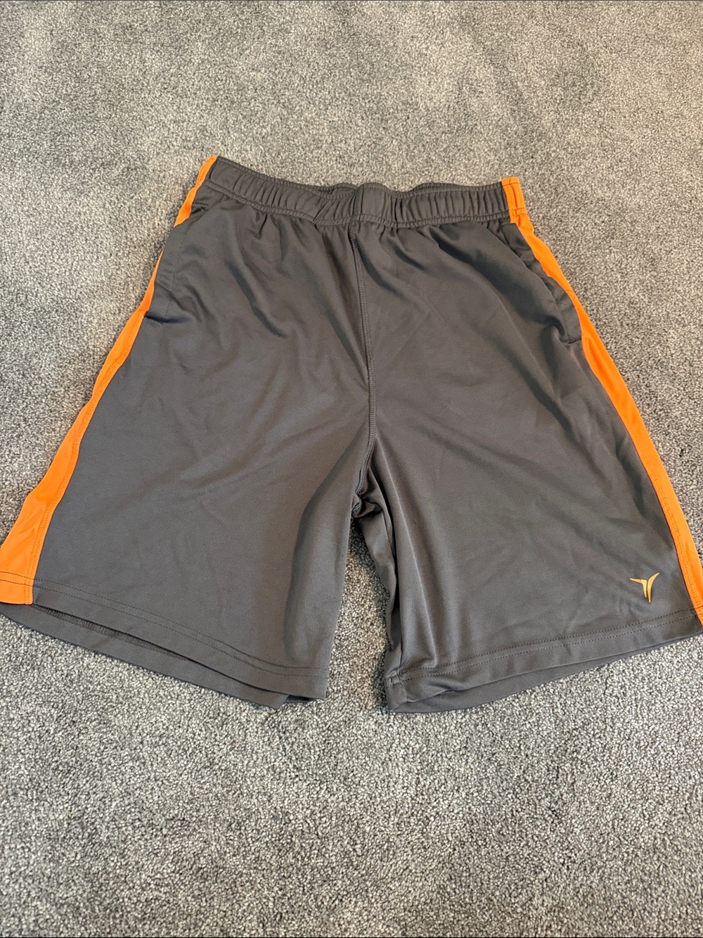 Old Navy Men's Gray Athletic Shorts with Orange Side Panels